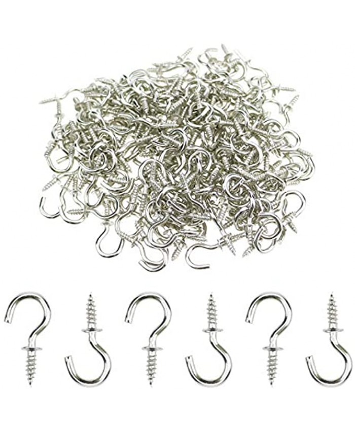 Mini Ceiling Screw Hooks 200 Pieces 1 2 Inch Cup Hooks Screw-in Hooks for Hanging Plants Mug Arts Decorations，Silver