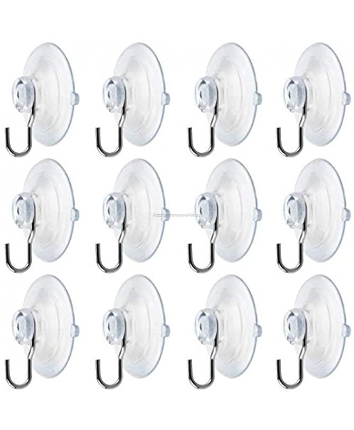 Nexxxi 12 Pack 1 3 4 inch Suction Cups with Metal Hooks All Purpose Strong Sucktion Cups Hangers Plastic Sucker Wall Hangers for Bathroom Kitchen