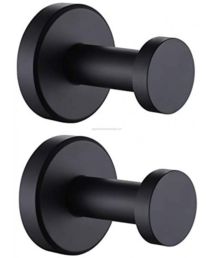 Bathroom Towel Hook 2 Pack APLusee Stainless Steel Round Coat Robe Hanger Contemporary Decorative Toilet Kitchen Clothes Wall Holder Matte Black