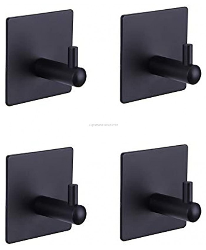 BEIGEEWY 4 Pack Matte Black Wall Hooks Adhesive for Hanging Towels Premium Adhesive Hooks Heavy Duty Towel Hooks for Bathrooms Sticky Hanging Wall Hangers Without Nails