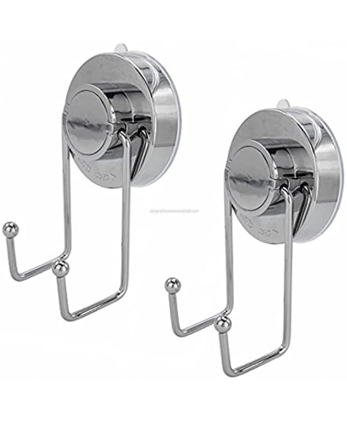 Brookstone BKH1462 2 Pack Shower Hooks with Smart-Locking Suction Cup Closure Rust Free Aluminium Easy Installation-No Extra Tools Required Minimalist Space Saving Design Chrome