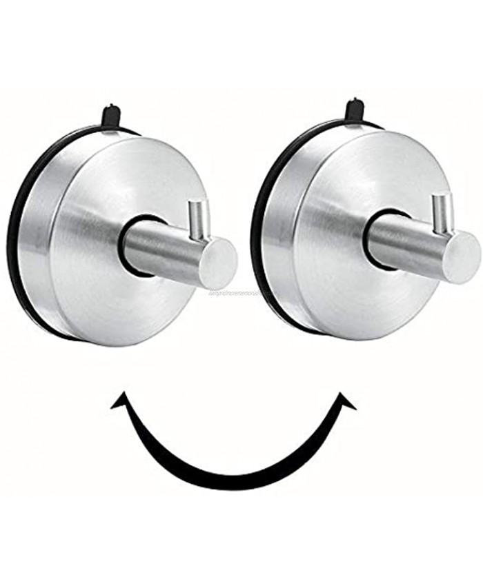 Heavy Duty Towel Hooks Suction Cup Coat Robe Shower Hooks 304 Stainless Steel Wall Hook Removable for Bathroom,Kitchen,Bedroom,Kitchen,Restroom,Hotel,Brushed Nickel and Wall Mounted 2 Pack Silver