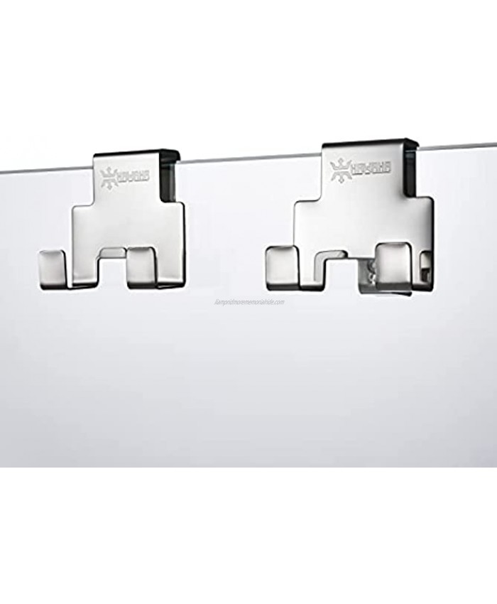 KAWAHA Triple Hooks for Frameless Glass Shower Door Stainless Steel Towel Hooks Over The Bathroom Glass Wall up to 3 8 inch 10mm 2 Pack Polished Chrome