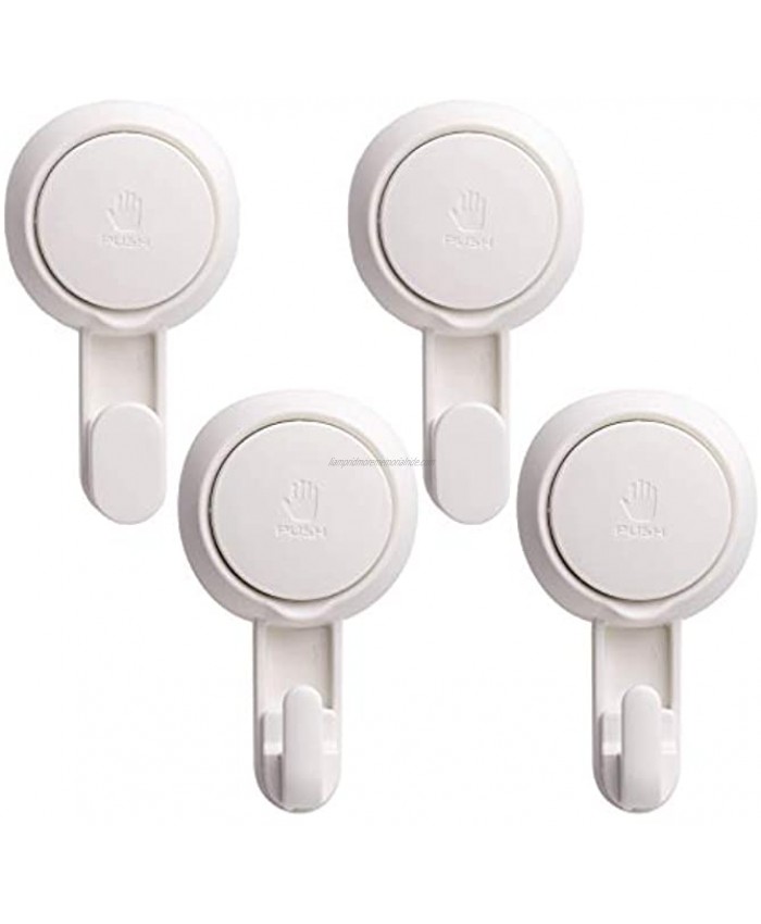 Suction Cup Hooks Pack of 4 No Drilling & Removable 1 Second Installation White Wall Hooks Heavy Duty Suction Cup Hooks Max Hold 11lbs HookswithSuctionCup for Bathroom Kitchen Hotel