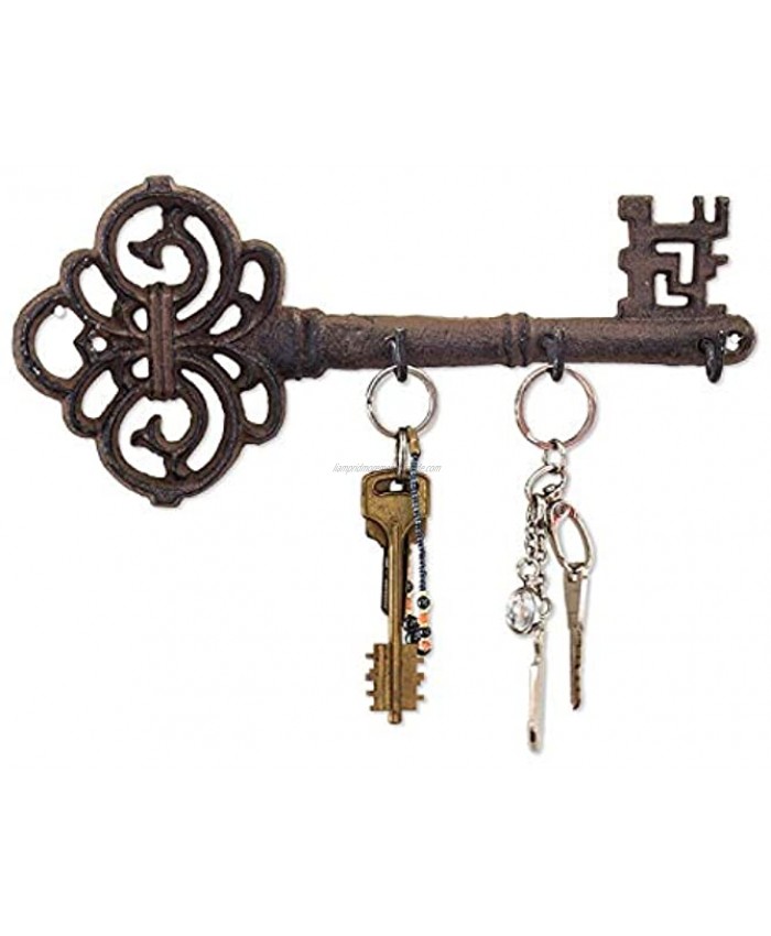 Decorative Wall Mounted Cast Iron Key Holder Vintage Key with 3 Hooks Wall Mounted Rustic Cast Iron Hanger- 10.8 x 4.7- with Screws and Anchors by Comfify