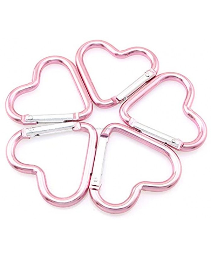 Lind Kitchen 10pcs Heart-Shaped Aluminum Snap Hook Clip Key Holder Keychain Clip Light Pink