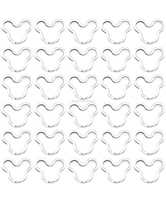 Lind Kitchen 30PCS Mickey Mouse Shape Key Rings Crafts DIY Keychain Metal Key Rings for Home Car Office Organization Arts Crafts Projects Nickel