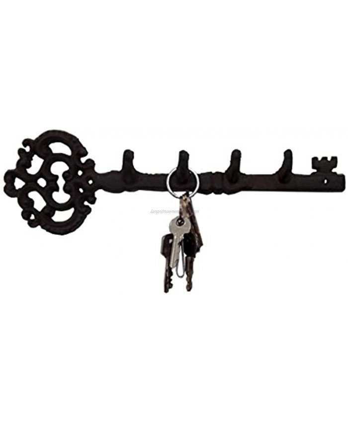 Salome IdeaTM Large Size Antique Vintage Cast Iron Key Rack Key Shaped Key Holder Handcraft Wall Rack Key-4hook