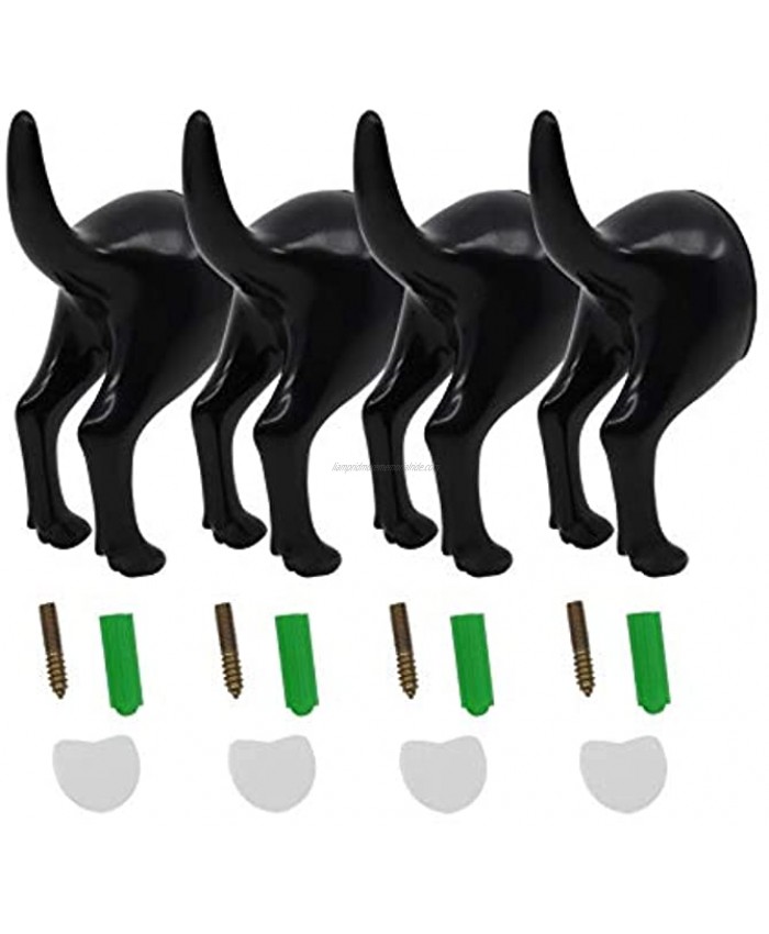 Set of 4 Dog Tail Hooks with Set Screws & Double Sided Adhesive Tapes Hat Coat Key Wall Mounted Hanger