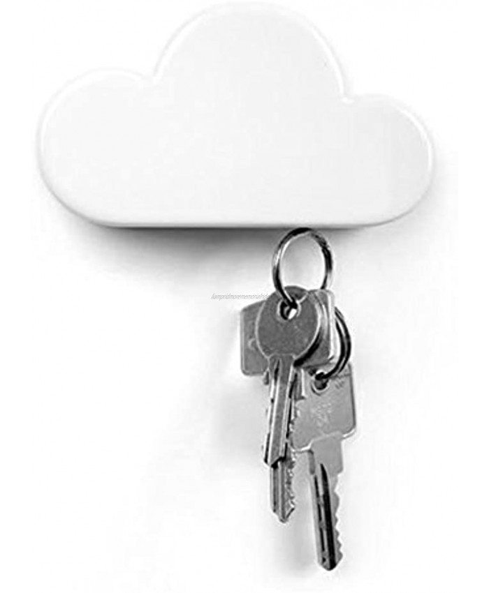 TWONE White Cloud Magnetic Wall Key Holder Novelty Adhesive Cute Key Hanger Organizer Easy to Mount Powerful Magnets Keep Keychains and Loose Keys Securely in Place