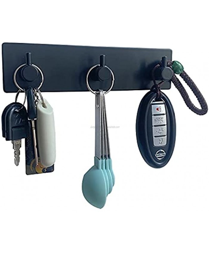 Wall Mounted Key Holder,3 Key Hooks for Wall Decorative,Adhesive Key Organizer Key Hanger for Entryway Kitchen Bedroom,Bathroom Black
