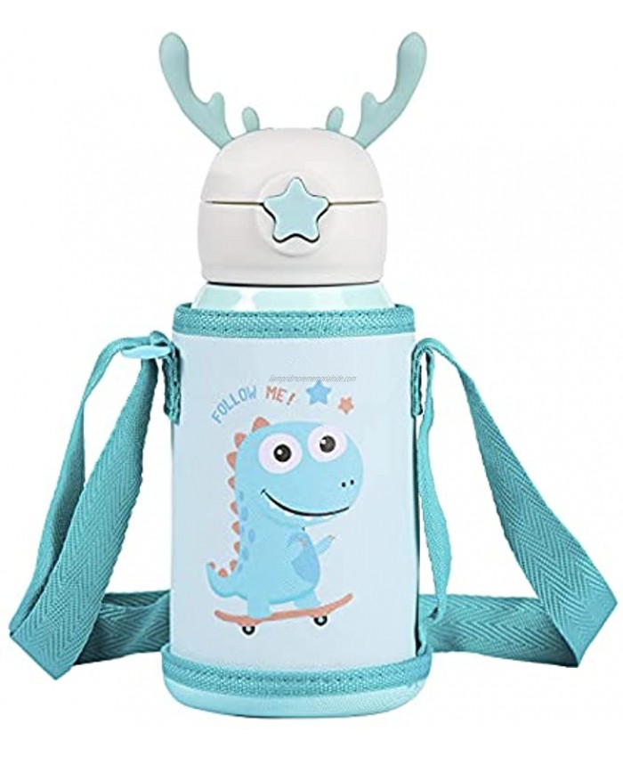 Cute Kids Water Bottle 17 Oz 316 Stainless Steel Vacuum Insulated Thermos With Straw C