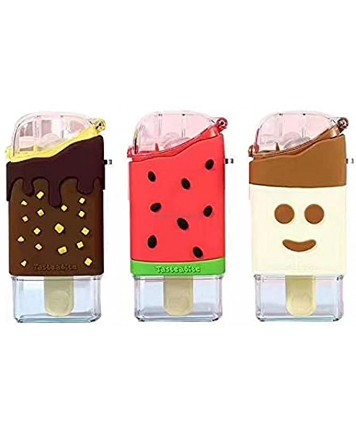 Cute Water Bottle for Kids Unique Ice Cream Shape water cup Kawaii Popsicle Shaped Plastic Kettle with Straw Adjustable Shoulder Strap BPA free Leakproof 10oz Chocolate