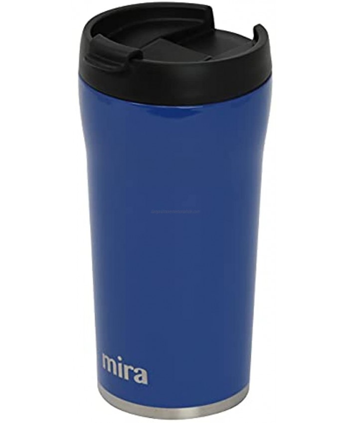 MIRA 12 oz Stainless Steel Insulated Travel Mug for Coffee & Tea Vacuum Insulated Car Tumbler Cup with Spill Proof Twist On Flip Lid Thermos Keeps Drinks Steaming Hot or Ice Cold Space Blue