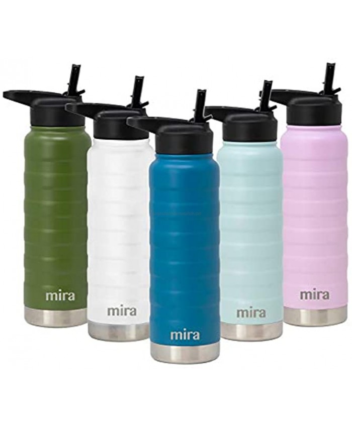 MIRA 25 Oz Thermos Water Bottle with Straw Lid Double Walled Stainless Steel Vacuum Insulated Reusable Metal Hydro Bottle Leak-Proof Flask Hawaiian Blue