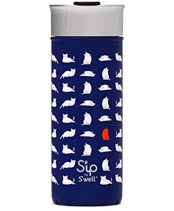 S'ipbyS'wellStainless Steel Travel Mug 16oz- Cat Nap -Double-WalledVacuum-Insulated-KeepsDrinks Cold for 16 Hours and Hot for 4 with No Condensation BPA-Free Water Bottle