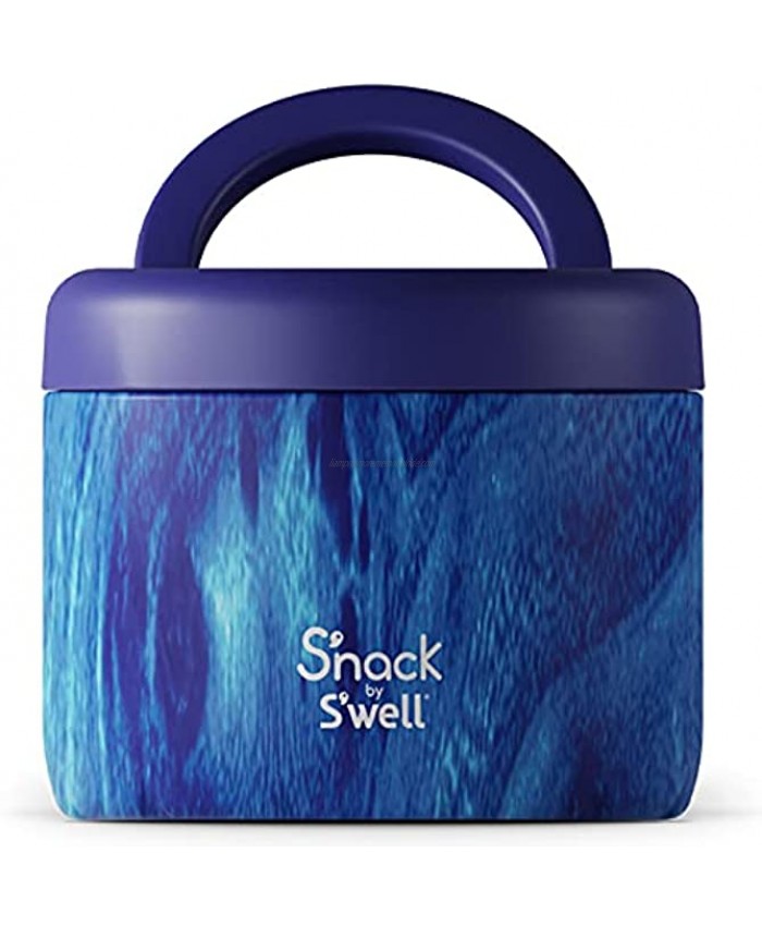 S'nack by S'well Stainless Steel Food Container 24 Oz Azure Forest Double-Layered Insulated Bowls Keep Food Cold for 12 Hours and Hot for 7 BPA-Free