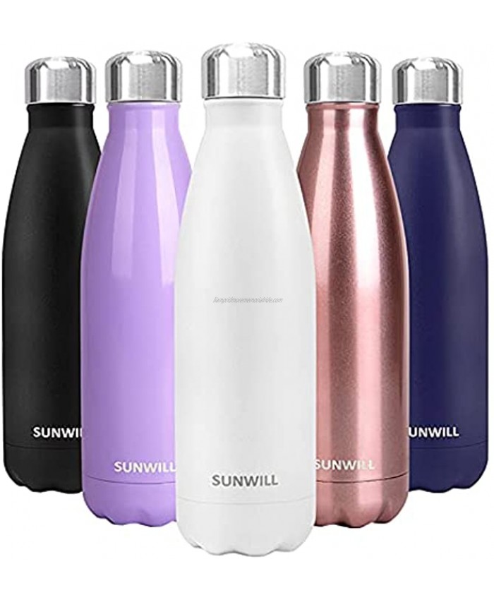 SUNWILL Insulated Stainless Steel Water Bottle Vacuum Double Wall Sports Water Bottle 17oz Cola Shape Travel Thermal Flask