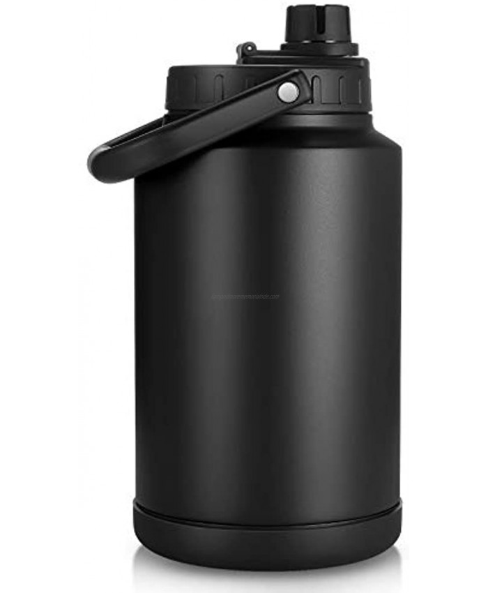 Sursip 128 Oz Vacuum Insulated Water Jug,One Gallon Double Walled Water Stainless Steel Bottle,Hot Cold,18 8 Food-grade Stainless Steel Water Flask,Travel Camping Sports Outdoor Driving-Black