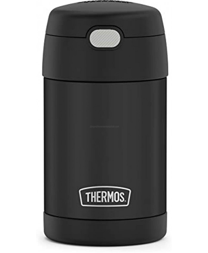 THERMOS FUNTAINER 16 Ounce Stainless Steel Vacuum Insulated Food Jar with Folding Spoon Black Matte