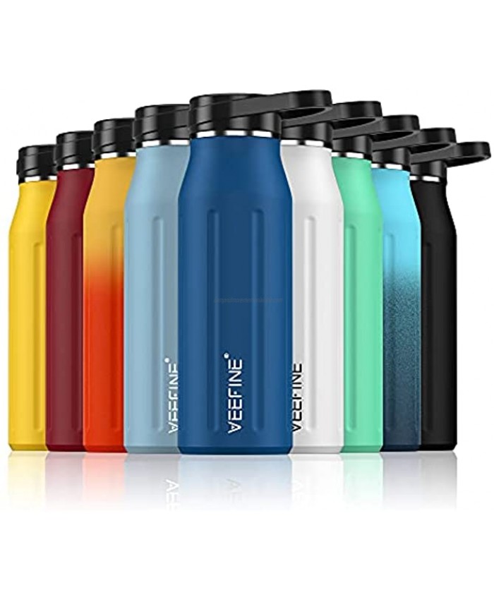 VeeFine Insulated Water Bottle BPA-Free Dishwasher Safe 20 32 40oz 100% Leak-Proof Keeps Cold and Hot Stainless Steel Water Bottle Wide Mouth Lid Eco-Friendly Thermos for Hiking Camping and Travel