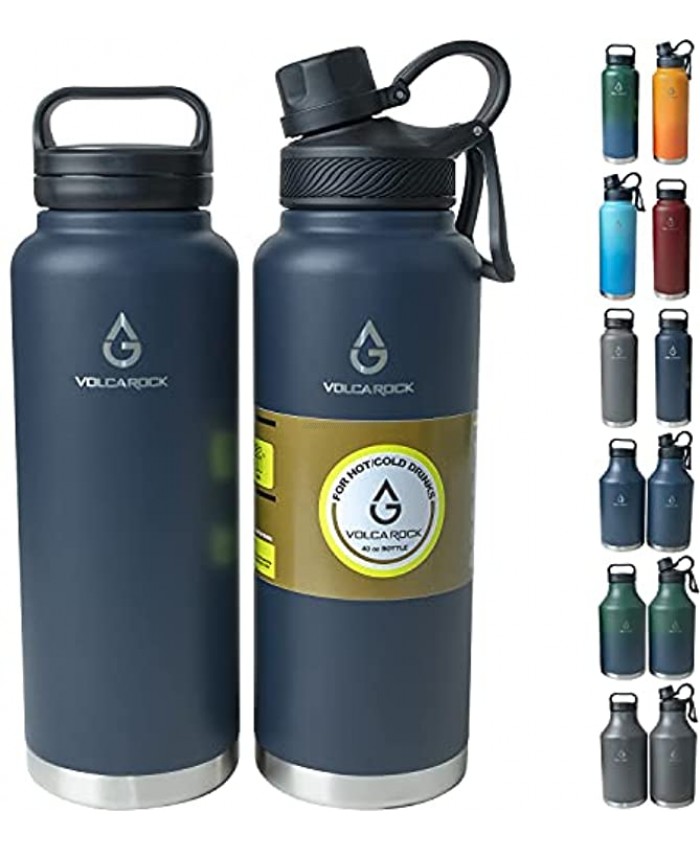 VOLCAROCK Insulated Sports Water Bottle 40 64 Oz Hydro Vacuum Insulated Flask BPA Free Double Wall Stainless Steel Water Bottle for Cold Hot Beverages Durable Leakproof and Dishwasher Safe