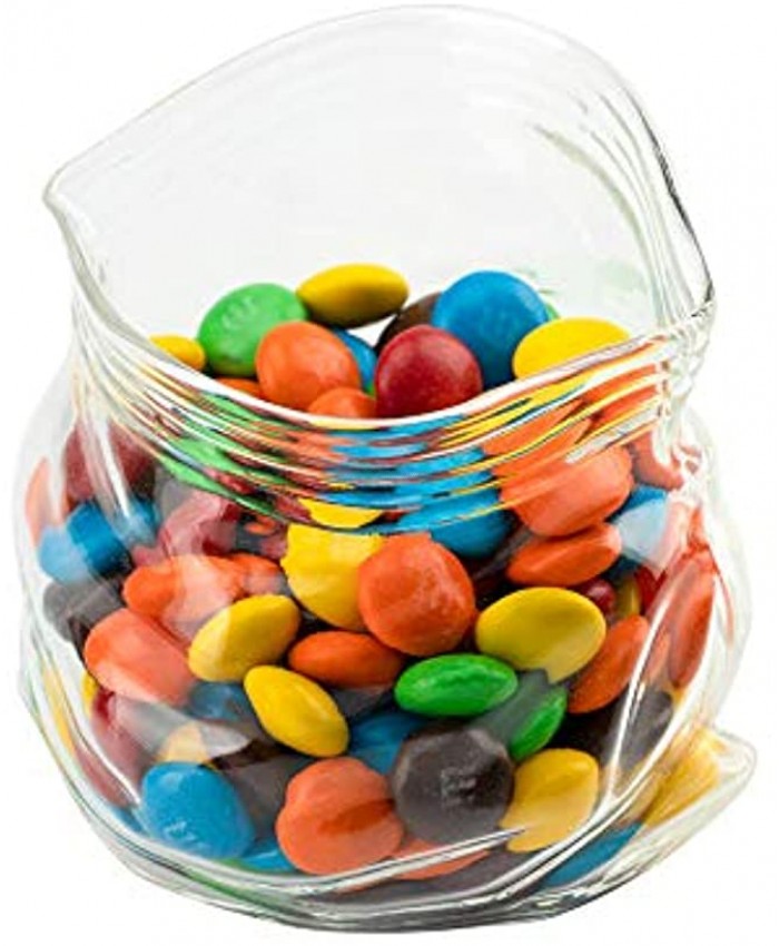 8 Ounce Unzipped Glass Zipper Bag 1 Small Unzipped Glass Bag Realistic Crinkled Edges Serve Candy Popcorn or Nuts Clear Glass Bag Bowl Dishwasher-Safe Flat Base Restaurantware
