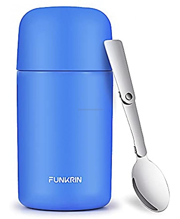 Funkrin Insulated Lunch Container 16oz Thermos for Hot Food Hot Cold Food Jar Container Vacuum Stainless Steel Bento Lunch Box With Spoon Leak-Proof Soup Thermos For School Office Outdoors
