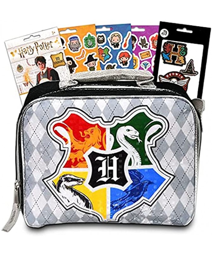 Harry Potter Lunch Box Set for Kids ~ Insulated Hogwarts Lunch Bag with Harry Potter Patches and Additional Stickers Harry Potter School Supplies Bundle