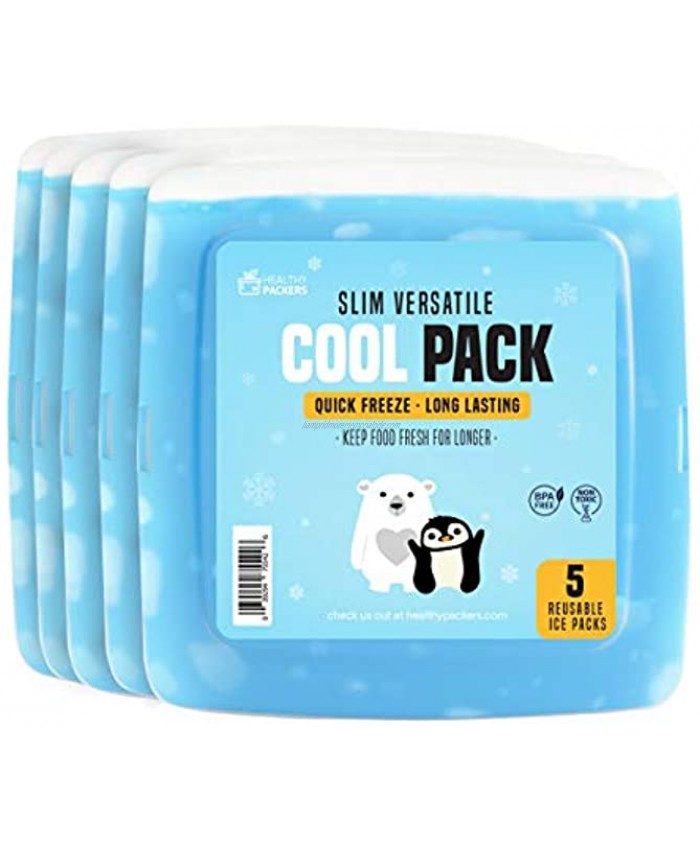 Ice Pack for Lunch Box 5 Ice Packs Original Slim & Long-Lasting Freezer Packs for your Lunch or Cooler Bag