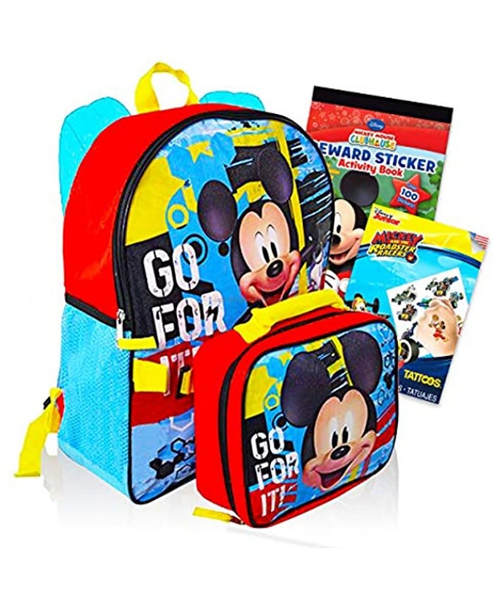 Mickey Mouse Backpack School Supplies Bundle ~ Mickey Lunch Box And Backpack Set With Mickey Mouse Stickers And Tattoos Mickey School Supplies