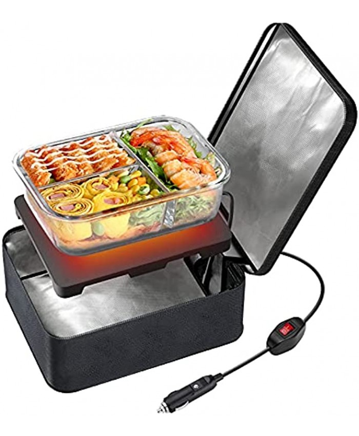 SabotHeat Portable Car Microwave 12V40W Hot Plate Personal Oven with On Off Switch for Reheating & Slow Cooker Car Food Warmer Lunch Box for Work Trip Camping Black