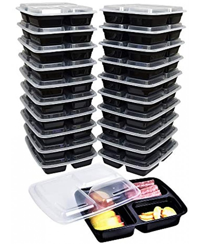 3 Compartment Meal Prep Containers with Lids Food Storage BPA Free Pack of 10