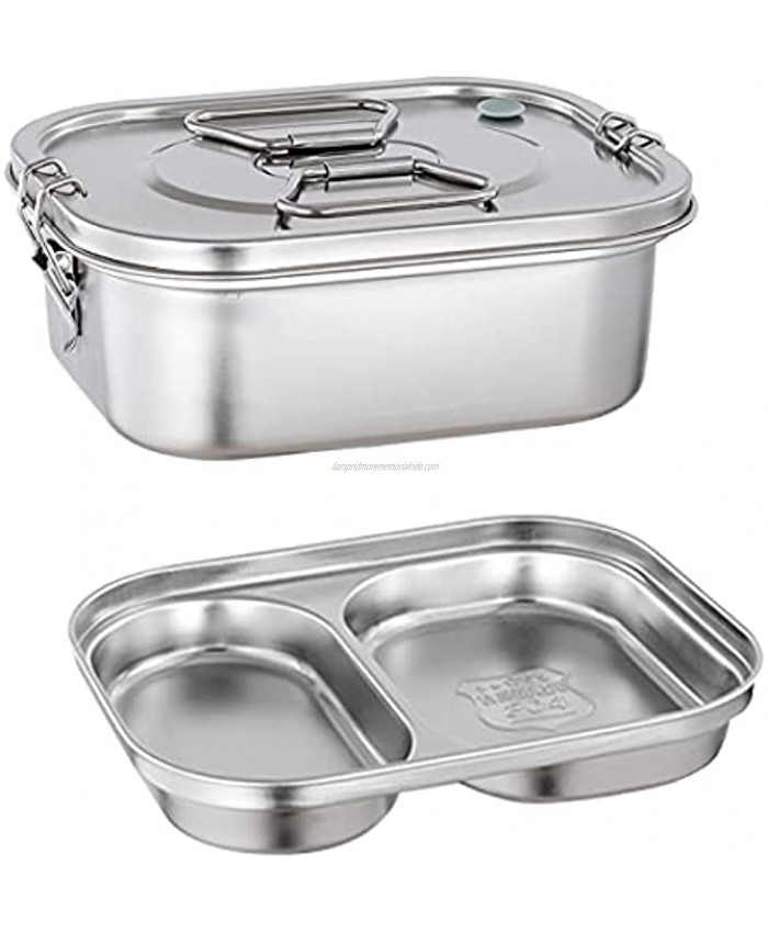 AIYoo 2 Tier Metal Bento Box for Adults 304 Stainless Steel 3 Sections Lunch Containers Food Bento Lunch Boxes With Leakproof Lid and Secure Locks 1000ML 34oz