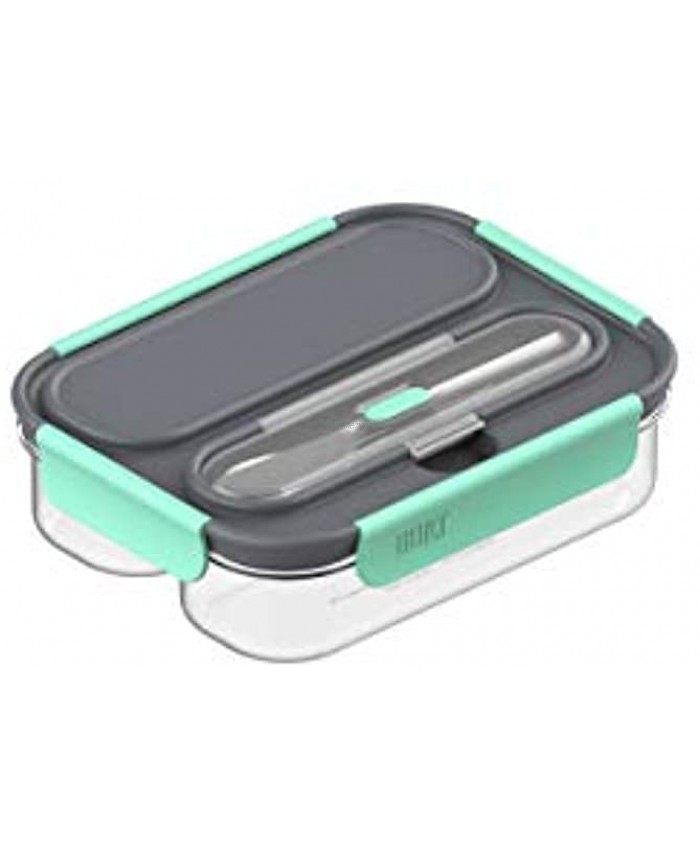 BUILT 2 Compartment Tritian Meal Prep Bento with Utensils and Ice Pack Gray Aqua 5269880