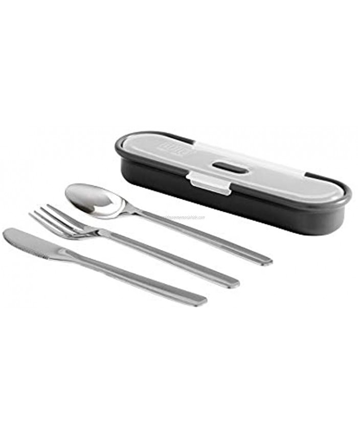 BUILT Gourmet Bento 4-Piece Stainless Steel Utensil Set With Nesting Case Black And Gray 5177854