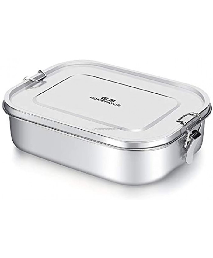 G.a HOMEFAVOR Stainless Steel Bento Lunch Food Box Container Large 1400ML Metal Bento Lunch Box Container for Kids or Adults Lockable Clips to Leak Proof BPA-Free Dishwasher Safe