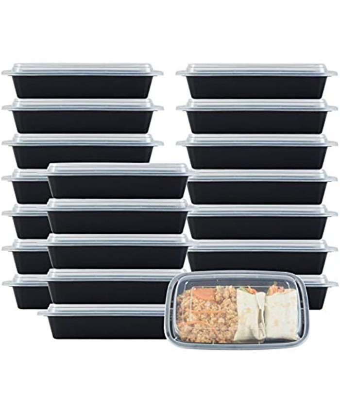 NutriBox 28 OZ [20 value pack] Meal Prep Plastic Food Storage Containers 1 Compartment with lids- BPA Free Reusable Lunch Bento Box Microwave Dishwasher and Freezer Safe Portion Control