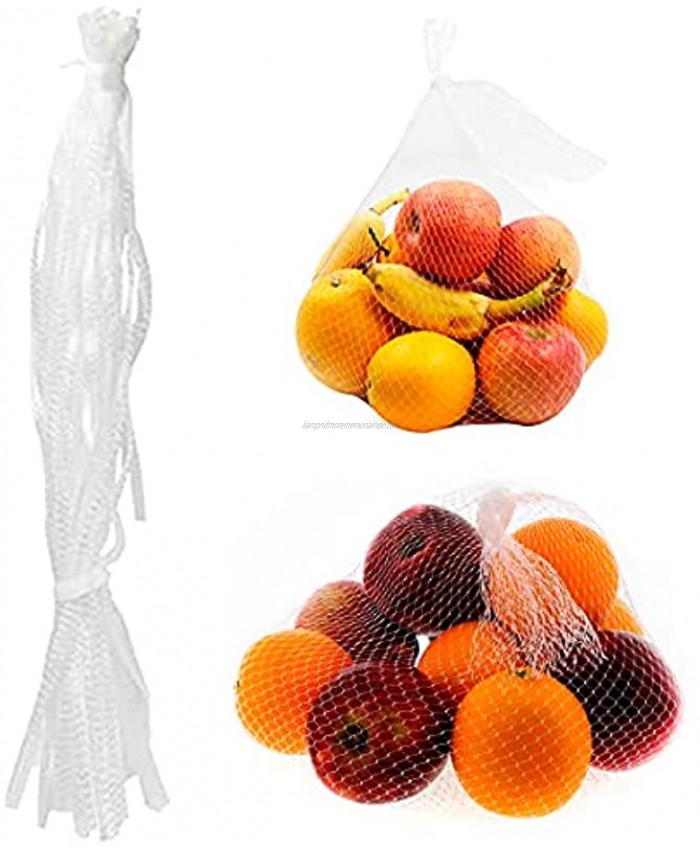 100 PCS Drawstring Mesh Bags For Grocery Shopping Mesh Bags For Storing Fruit And Vegetables – White Strong Elastic Breathable Reusable Mesh Bags Alternative To Plastic Bags