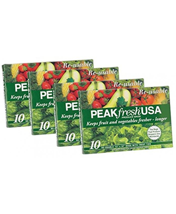 Peak Fresh Reusable Produce Bags Set of 4 40 Bags Total