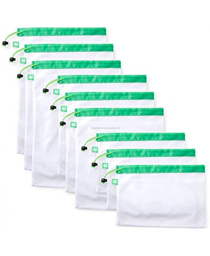 Reusable Produce Bags from GoGreenBags Pack of 9 Premium Mesh Bags in 3 Sizes with Drawstrings